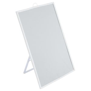 Basic make-up spiegel/scheerspiegel op standaard kunststof 18 x 24 cm wit   -