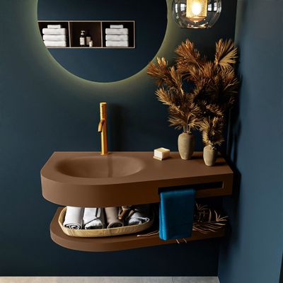 MONDIAZ RIVA 100cm Wastafel met planchet kleur Rust. Wastafel DULCET links 1 kraangaten kleur Rust. MONDIAZ RIVA 100cm Wastafel met planchet kleur Rust. Wastafel DULCET links 1 kraangaten kleur Rust.