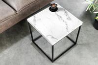 Moderne bijzettafel ARCHITECTURE 45cm Wit Marmeren Design Metalen Frame - 44761