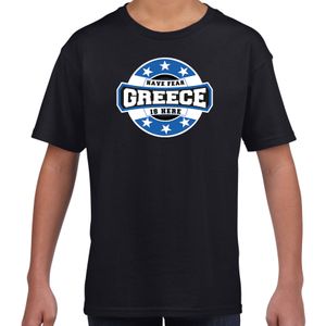 Have fear Greece / Griekenland is here supporter shirt / kleding met sterren embleem zwart voor kids XL (158-164)  -