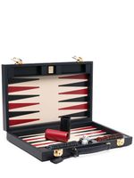 Aspinal Of London jeu de backgammon en cuir grainé (15 pouces) - Bleu