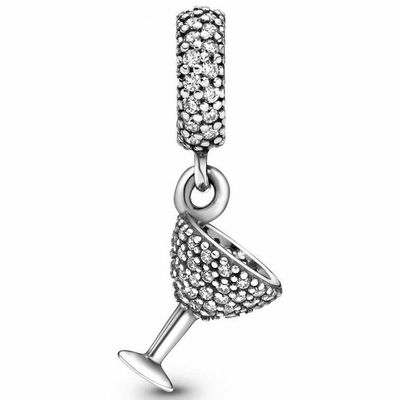 Pandora 791535CZ Hangbedel Pave Cocktail Glas zilver-zirconia
