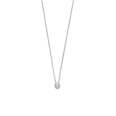 Ketting Halo zilver-zirconia 1,3 mm 42 + 3 cm