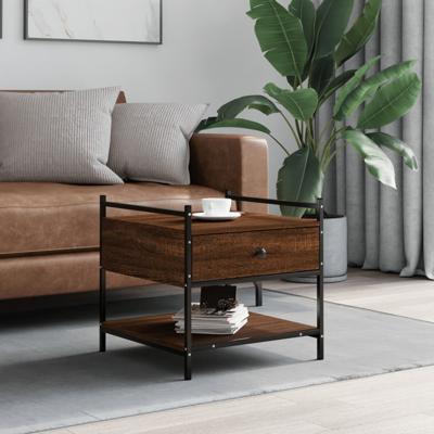 Salontafel 50x50x50 cm bewerkt hout bruin eikenkleur