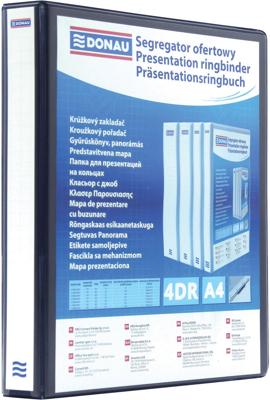 DONAU personaliseerbare ringmap, PP, ft A4, 4 D-ringen van 16 mm, zwart