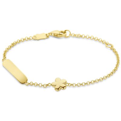 Armband Graveerplaat Bloem geelgoud 3,5 mm
