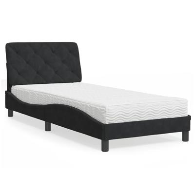 Bed met matras fluweel zwart 80x200 cm