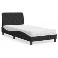 Bed met matras fluweel zwart 80x200 cm