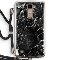 Zwart Marmer 2: LG K10 (2016) Transparant Hoesje met koord