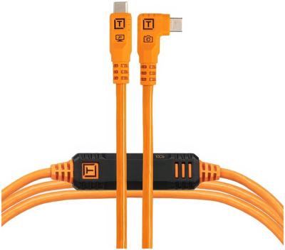 Tether Tools TetherPro Optima 10G USB-C, 15&apos; (4.6m), straight to right orange