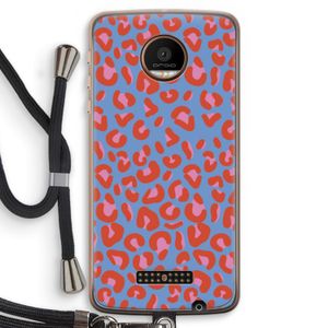 Leopard blue: Motorola Moto Z Force Transparant Hoesje met koord