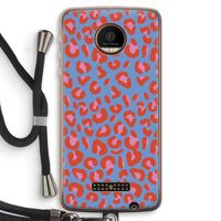 Leopard blue: Motorola Moto Z Force Transparant Hoesje met koord