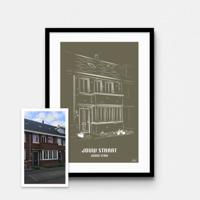 Persoonlijke illustratie met kleur A4 Staand Met Lijst Olive