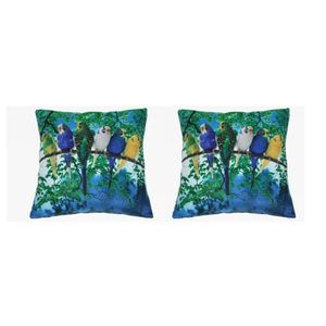 Set van 4x stuks sierkussens met print van grasparkiet vogels 35 x 35 cm