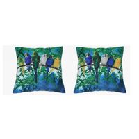 Set van 4x stuks sierkussens met print van grasparkiet vogels 35 x 35 cm