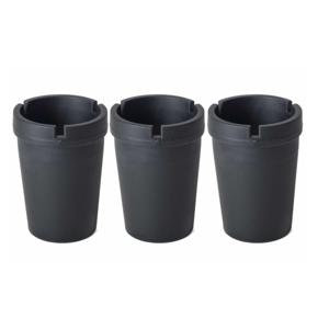 Auto asbak met deksel - 3x - zwart - 11 x 8 cm - Geurvrije/rookvrije auto asbak