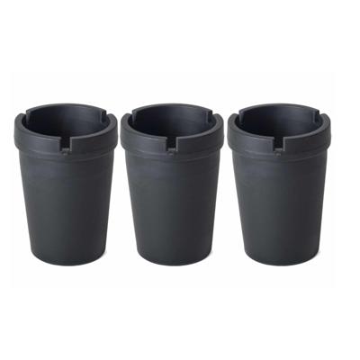 Auto asbak met deksel - 3x - zwart - 11 x 8 cm - Geurvrije/rookvrije auto asbak