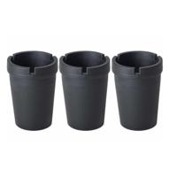 Auto asbak met deksel - 3x - zwart - 11 x 8 cm - Geurvrije/rookvrije auto asbak