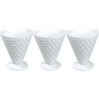 Set van 3x stuks ijs/sorbet coupes op voet wit porselein 9 x 11 cm