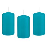 8x Kaarsen turquoise blauw 6 x 12 cm 40 branduren sfeerkaarsen - Stompkaarsen - thumbnail