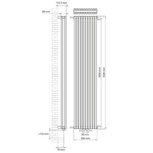 Designradiator Haceka Mojave Adoria 46x184 cm Antraciet 6-Punts Aansluiting (1652 Watt)