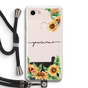 Zonnebloemen: Pixel 3 Transparant Hoesje met koord