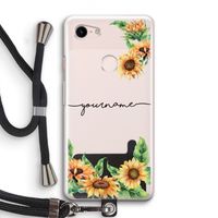 Zonnebloemen: Pixel 3 Transparant Hoesje met koord