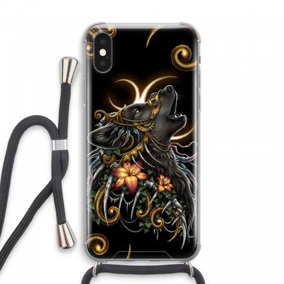 Huilende Wolf: iPhone XS Max Transparant Hoesje met koord