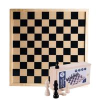 Houten schaakbord/dambord van 40 x 40 cm - met 32x stuks schaakstukken - Schaakspel