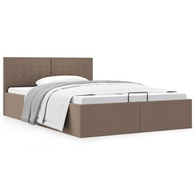 Bedframe met hydraulische opslag stof taupe 140x200 cm