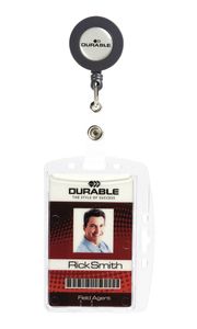 Durable kaarthouder - 5,4 x 8,7 cm - Inclusief badge reel - 25 stuks