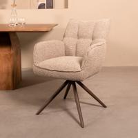 LABEL51 Eetkamerstoel Amalfi - Mushroom - Royal Boucle - Brons Metalen Frame