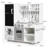 Kinderkeuken met Bord en Gesimuleerde Geluiden Houten Speelkeuken Incl. Speeltoebehoren Wit 83 x 32 x 80 cm