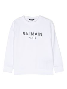 Balmain Kids sweat en coton à logo imprimé - Blanc