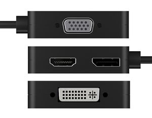 ICY BOX IB-DK1104-C video kabel adapter 0,15 m USB Type-C DVI + VGA + DisplayPort + HDMI Zwart
