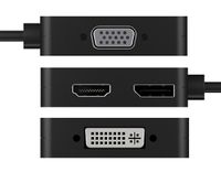 ICY BOX IB-DK1104-C video kabel adapter 0,15 m USB Type-C DVI + VGA + DisplayPort + HDMI Zwart - thumbnail