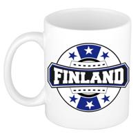 Finland landen thema koffiemok - keramiek - 300 ml - supporters beker - Cadeau - wit