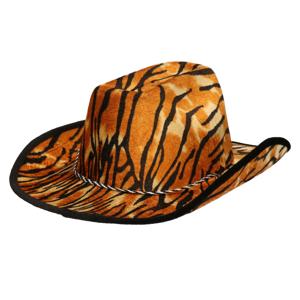 Carnaval verkleed Cowboy hoed Tiger - bruin - volwassenen - Tijger print