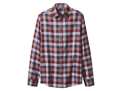 esmara Men Flanellen heren overhemd (Geruit/marineblauw/rood/wit, M)