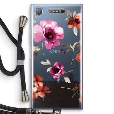Geschilderde bloemen: Sony Xperia XZ1 Transparant Hoesje met koord