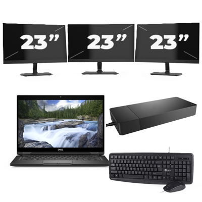 Dell XPS 13 7390 - Intel Core i5-10e Generatie - 13 inch - 16GB RAM - 256GB SSD - Windows 11 Home + 3x 23 inch Monitor
