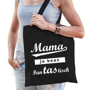 Katoenen moeder cadeau tasje mama je bent fantastisch zwart