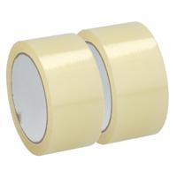 Verpakkingstape - 2x - transparant - 48mm x 50m - verpakkingsbenodigdheden voor kantoor/thuis