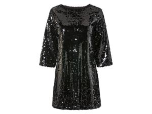 esmara Dames jurk met pailletten (S (36/38), Zwart)