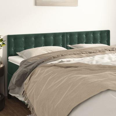 Hoofdborden 2 st 80x5x78/88 cm fluweel donkergroen