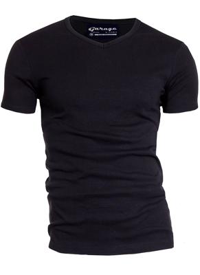 Garage Semi Bodyfit T-shirt V-neck Basic T-shirts Black