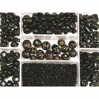 Zwarte glaskralen in opbergdoos 115 gram hobbymateriaal - thumbnail