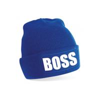 Bellatio Decorations - Boss tekst muts / beanie - onesize - blauw - De of een Baas