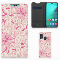 Samsung Galaxy A40 Smart Cover Pink Flowers