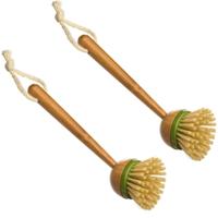 5Five Afwasborstel met ronde kop - 2x - 22 cm - van bamboe hout - Afwassen - Schoonmaken 5Five Afwasborstel met ronde kop - 2x - 22 cm - van bamboe hout - Afwassen - Schoonmaken